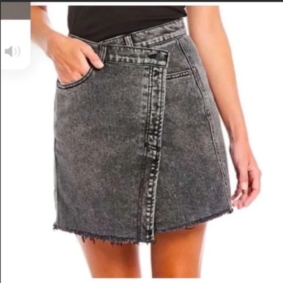 Free People Parker Wrap Demin Skirt Sz 25 - Picture 4 of 13
